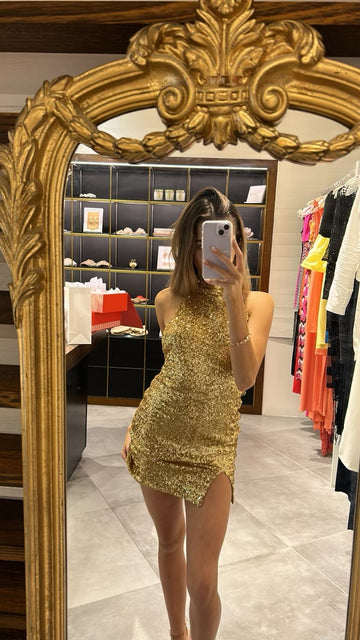 Golden Hour Mini Dress - Gold (SALE) - Amy Taylor Collection